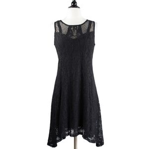 Mystree Black Lace Asymmetric Dress